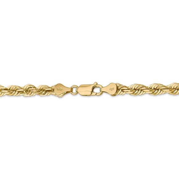 5.5mm, 14k Yellow Gold, Diamond Cut Solid Rope Chain Necklace, 24 Inch - Picture 4 of 8